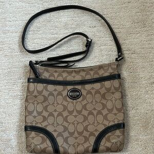 Vintage Coach Signature File Crossbody F18926 Brown /Black Canvas handbag